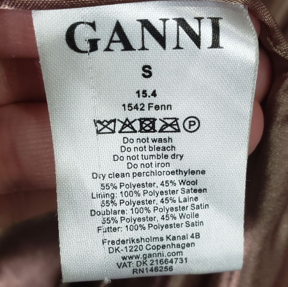 Ganni Fenn Boucle Muave Tan Long Wrap Coat size Small - Picture 7 of 12